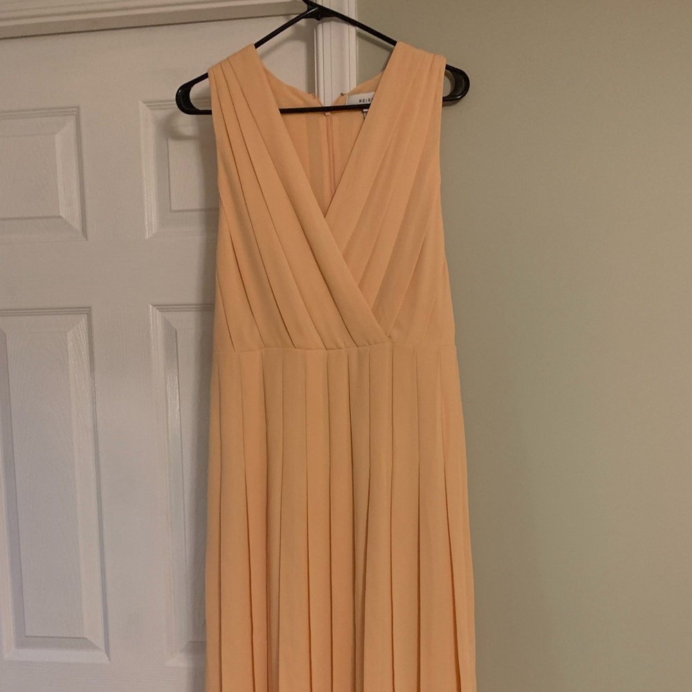 Reiss Mariona Pleated Midi Dress, Nude